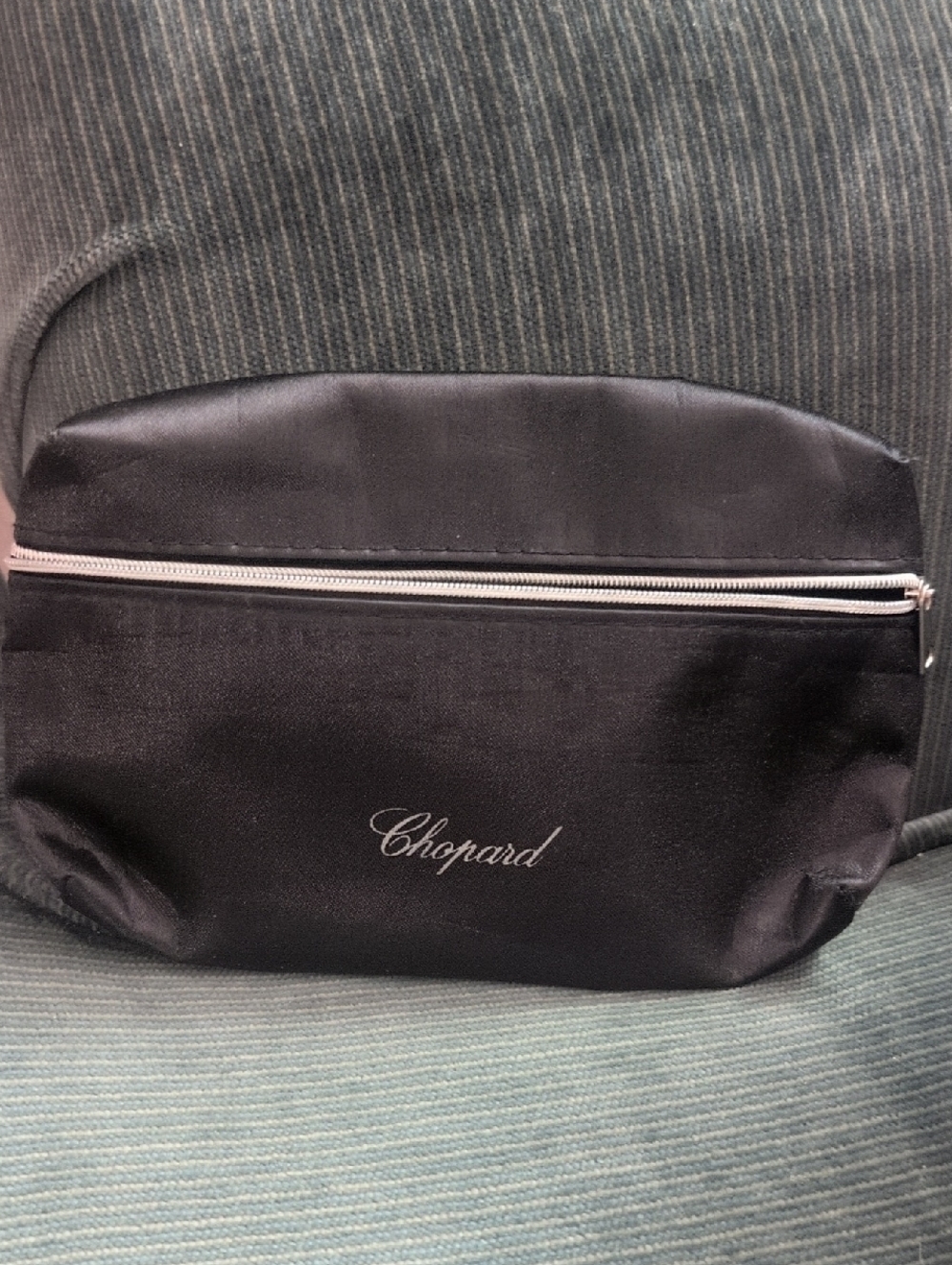 Chopard Black and Silver Zip Cosmetic Pouch